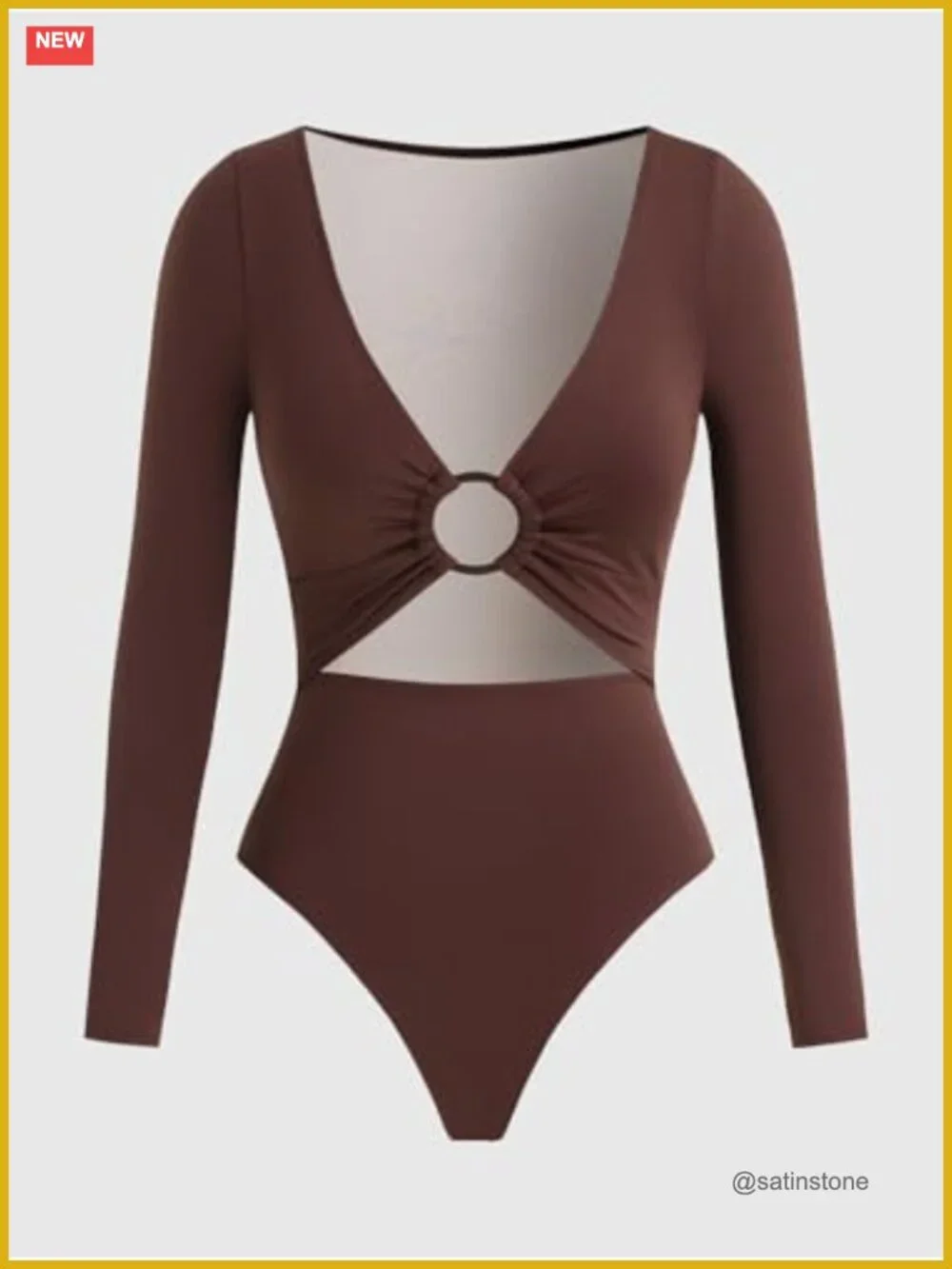 Long Sleeve UPF 50+ Rash Guard One Piece Swimsuit with Cutout